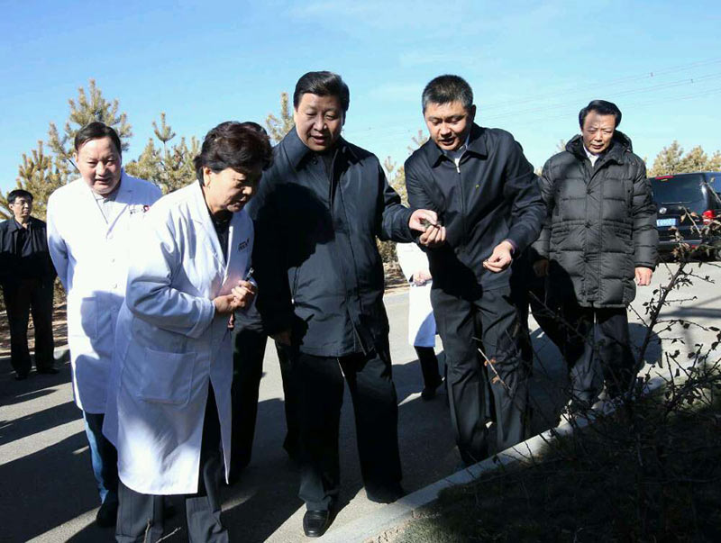 據(jù)新華社“新華視點”微博報道，“這些草可在零下30多度存活，還特別節(jié)水?！焙托艌@蒙草抗旱綠化股份有限公司溫室內(nèi)，企業(yè)負責人向習近平介紹馴化培育的長青石竹、山丹、紫羊茅等耐旱耐寒草，總書記印象深刻。他說，綠化隻搞“奇花異草”是不可持續(xù)的，要走一條符合國情地情的綠化之路。