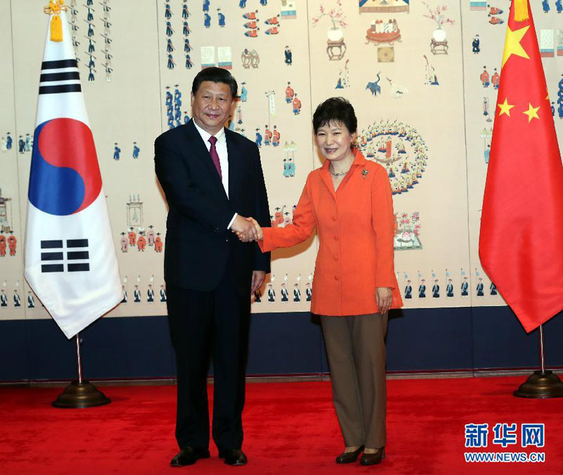 7月3日，國(guó)家主席習(xí)近平在首爾同韓國(guó)總統(tǒng)樸槿惠舉行會(huì)談。新華社記者 蘭紅光 攝
