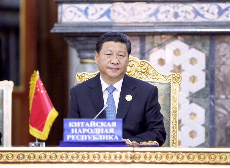 9月12日，上海合作組織成員國元首理事會第十四次會議在塔吉克斯坦首都杜尚別舉行。國家主席習近平出席會議並發(fā)表重要講話。新華社記者鞠鵬攝