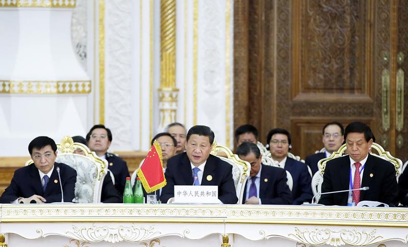 9月12日，上海合作組織成員國元首理事會第十四次會議在塔吉克斯坦首都杜尚別舉行。國家主席習近平出席會議並發(fā)表重要講話。新華社記者鞠鵬攝
