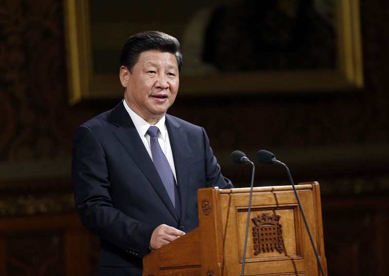 10月20日，國家主席習(xí)近平在英國議會(huì)發(fā)表講話。新華社記者 鞠鵬 攝
