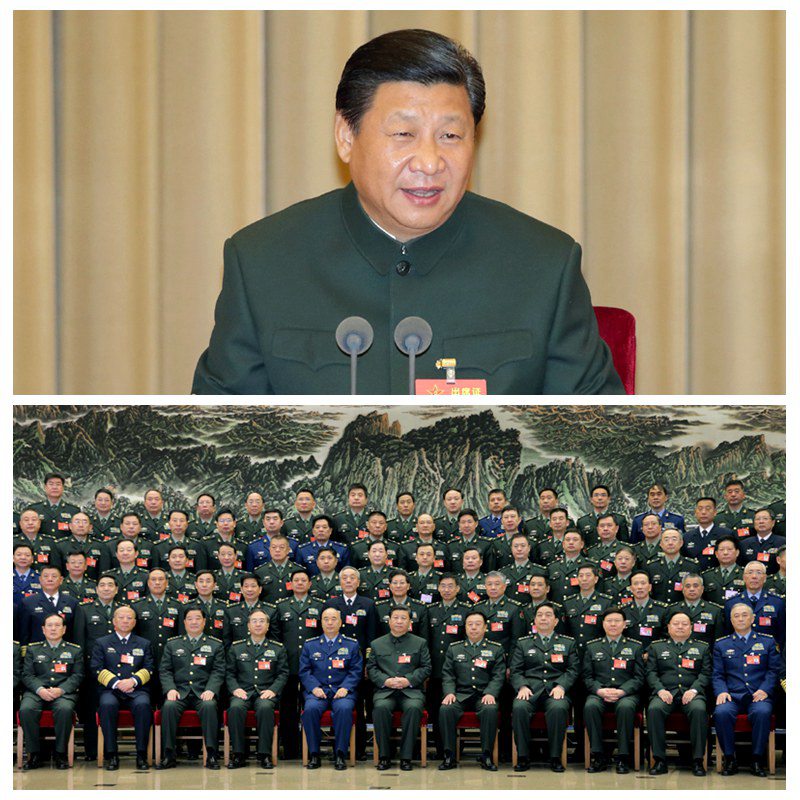 中央軍委改革工作會(huì)議11月24日至26日在京舉行。中共中央總書記、國家主席、中央軍委主席、中央軍委深化國防和軍隊(duì)改革領(lǐng)導(dǎo)小組組長習(xí)近平出席會(huì)議並發(fā)表重要講話。習(xí)近平親切接見會(huì)議代表，同大家合影留念。新華社記者 李剛 攝