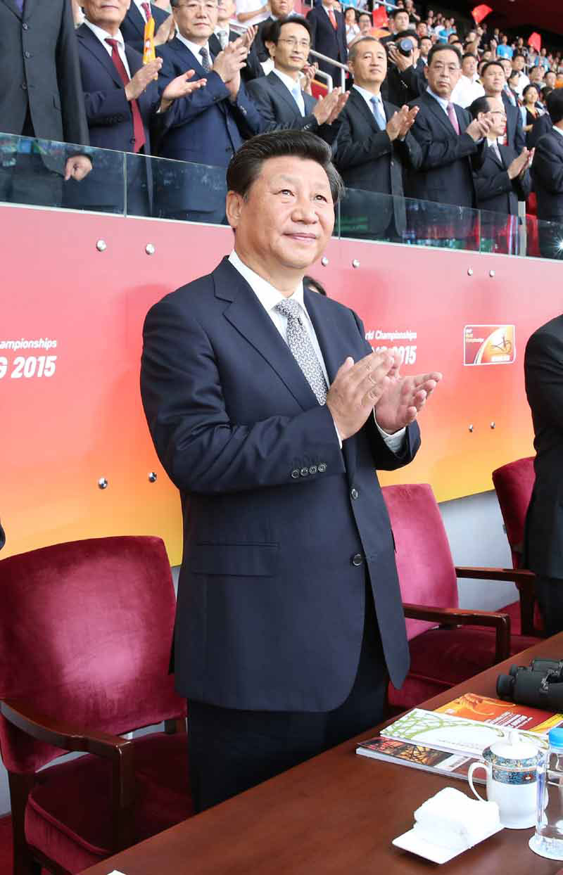 8月22日，國家主席習近平在國家體育場出席2015年北京國際田聯(lián)世界田徑錦標賽開幕式並宣布錦標賽開幕。新華社記者 黃敬文 攝