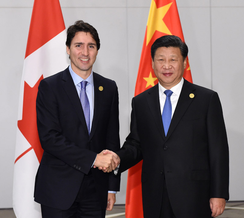 11月16日，國家主席習(xí)近平在土耳其安塔利亞會(huì)見加拿大總理特魯多。新華社記者 饒愛民 攝