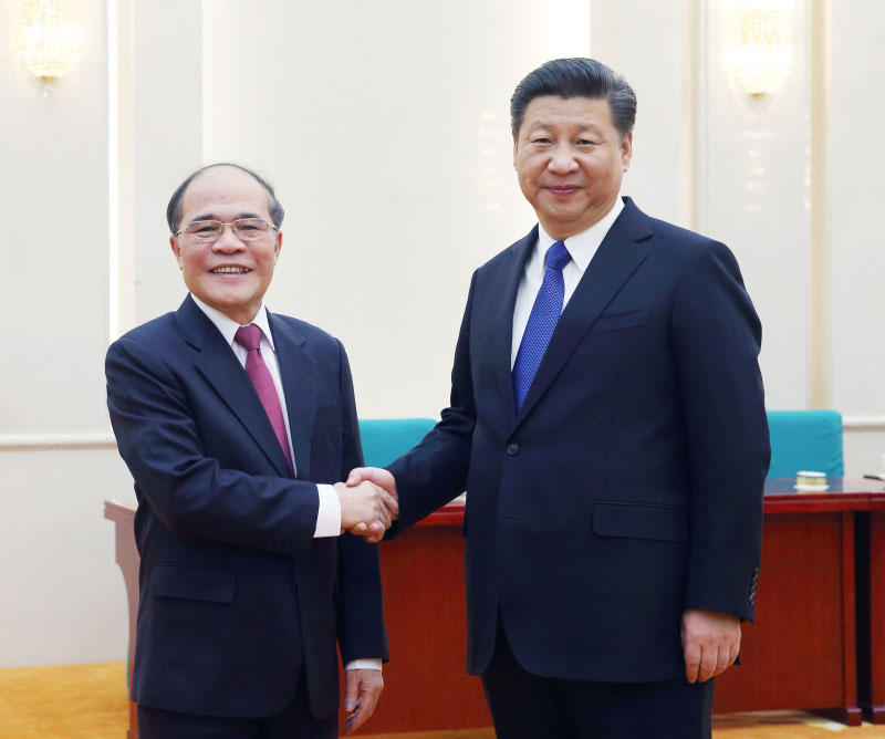 12月23日，中共中央總書記、國家主席習(xí)近平在北京人民大會堂會見越共中央政治局委員、越南國會主席阮生雄。新華社記者 姚大偉 攝