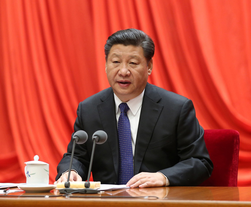 1月12日，中共中央總書記、國家主席、中央軍委主席習(xí)近平在中國共產(chǎn)黨第十八屆中央紀(jì)律檢查委員會第六次全體會議上發(fā)表重要講話。新華社記者 馬佔成 攝