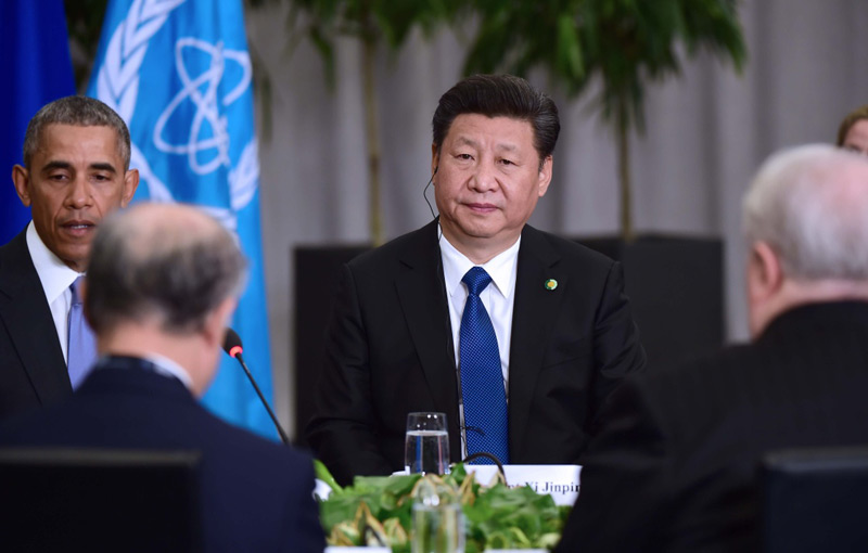 4月1日，國(guó)家主席習(xí)近平在華盛頓出席伊朗核問(wèn)題六國(guó)機(jī)制領(lǐng)導(dǎo)人會(huì)議並發(fā)表重要講話(huà)。新華社記者 張鐸 攝