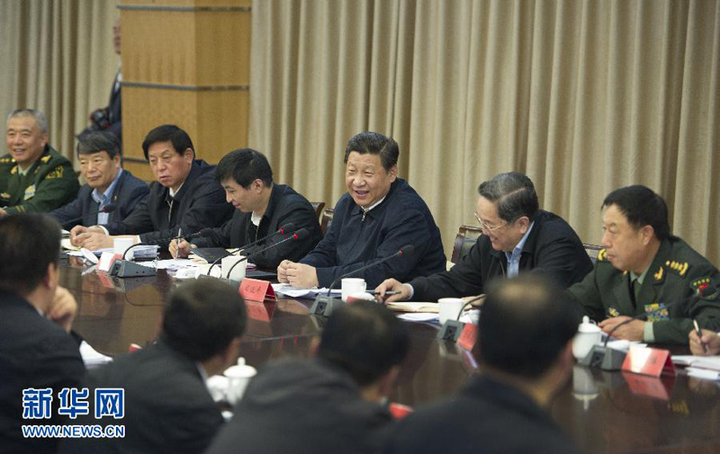 2014年4月29日上午，習近平在新疆生產建設兵團第六師召開座談會。謝環(huán)馳攝