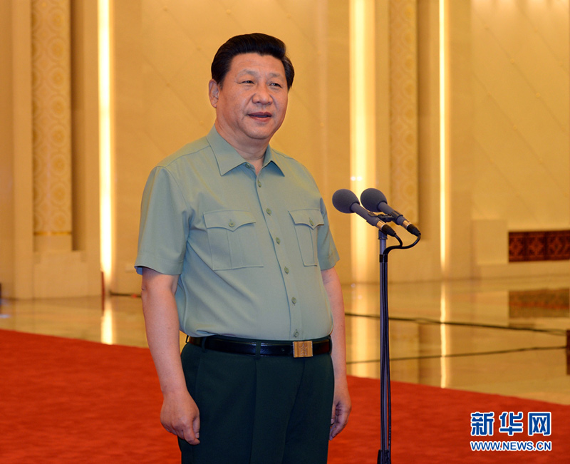 2014年6月17日，習(xí)近平在北京接見空軍第十二次黨代會代表，並發(fā)表重要講話。李剛 攝