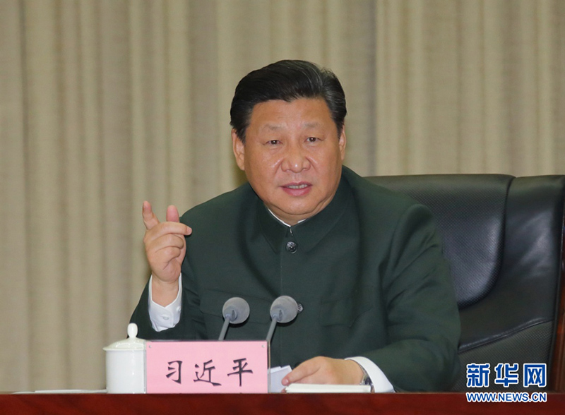 2016年1月5日，習(xí)近平到第13集團(tuán)軍視察。在聽(tīng)取集團(tuán)軍工作匯報(bào)后，習(xí)近平發(fā)表重要講話。 記者李剛 攝