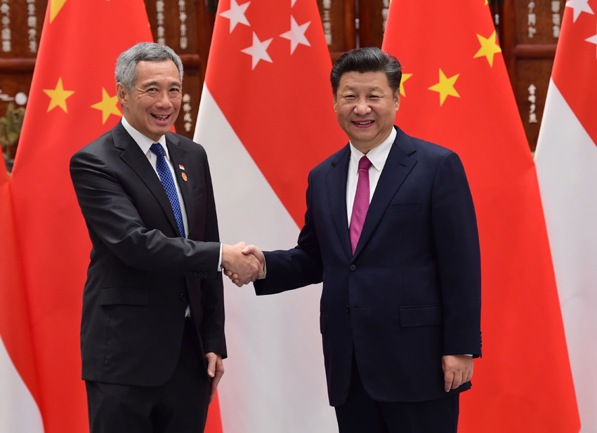 9月2日，國家主席習(xí)近平在杭州會(huì)見新加坡總理李顯龍。新華社記者 張 鐸攝