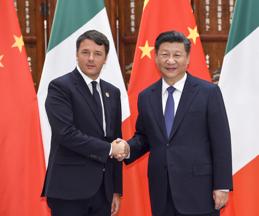 9月3日，國(guó)家主席習(xí)近平在杭州會(huì)見(jiàn)意大利總理倫齊。新華社記者 李學(xué)仁攝