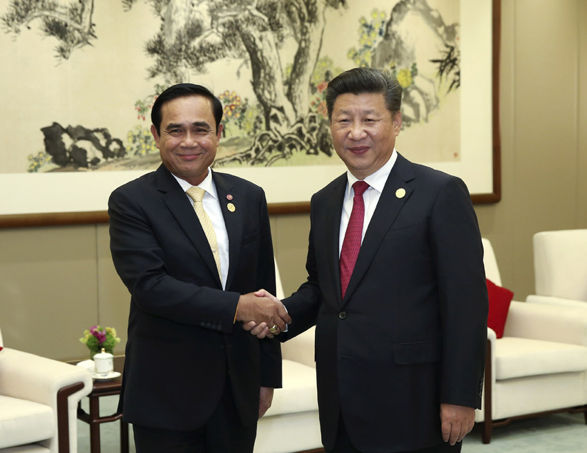 9月4日，國(guó)家主席習(xí)近平在杭州會(huì)見(jiàn)泰國(guó)總理巴育。新華社記者 龐興雷攝