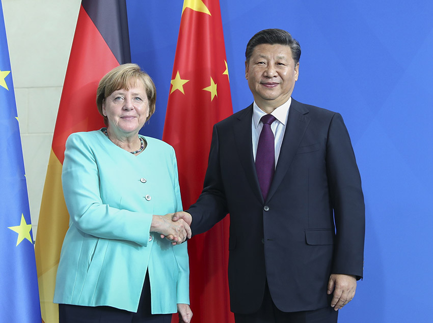 7月5日，國家主席習(xí)近平在柏林同德國總理默克爾舉行會談。新華社記者謝環(huán)馳攝