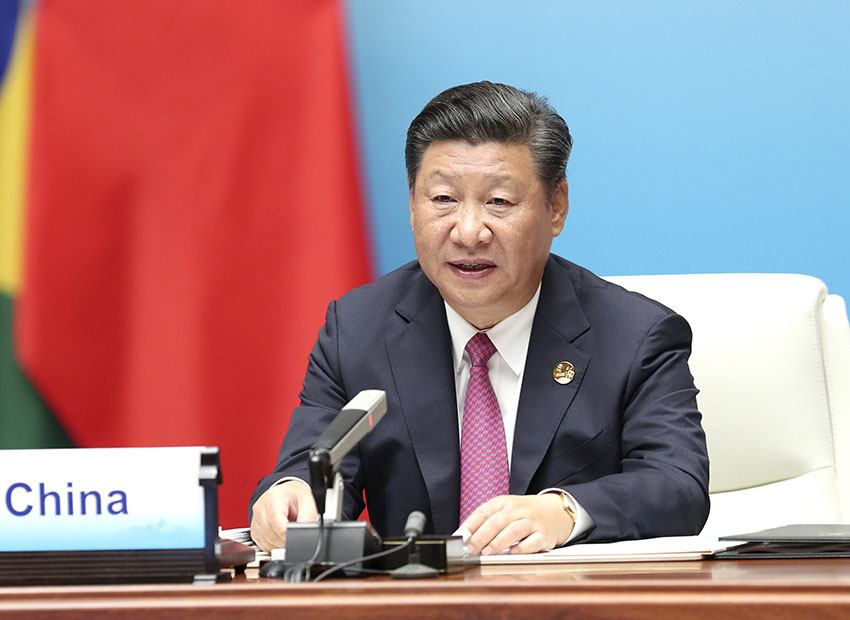 9月4日，金磚國家領(lǐng)導(dǎo)人第九次會晤在廈門國際會議中心舉行。國家主席習近平主持會晤並發(fā)表題為《深化金磚伙伴關(guān)系 開辟更加光明未來》的重要講話。 新華社記者 馬佔成 攝