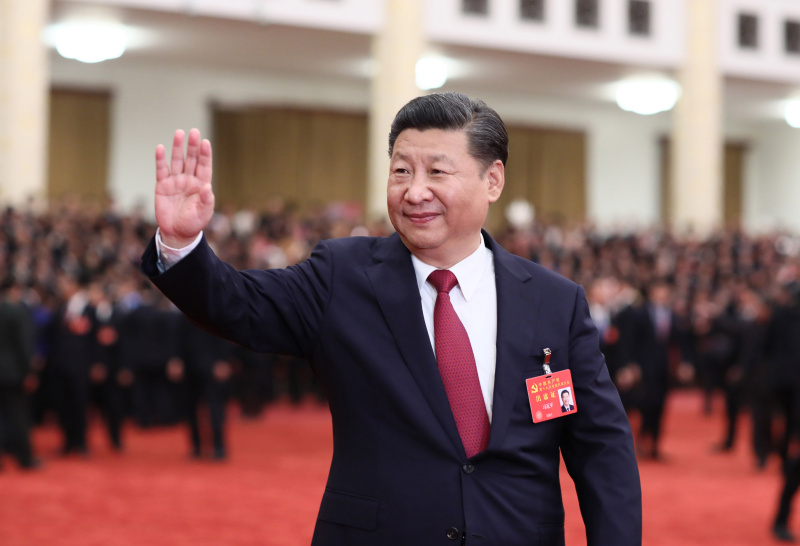 10月25日下午，中共中央總書記、國家主席、中央軍委主席習近平等領導同志在北京人民大會堂親切會見出席黨的十九大代表、特邀代表和列席人員。新華社記者 蘭紅光 攝