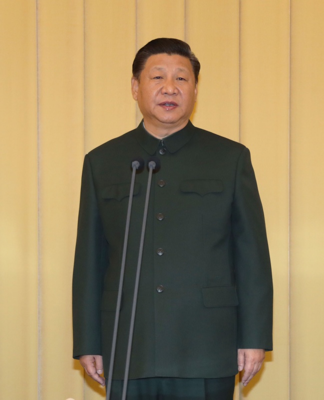 1月10日，中央軍委向武警部隊(duì)授旗儀式在北京八一大樓舉行。中共中央總書記、國家主席、中央軍委主席習(xí)近平向武警部隊(duì)授旗並致訓(xùn)詞。這是習(xí)近平致訓(xùn)詞。新華社記者李剛攝