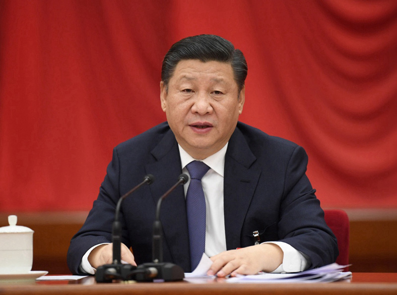 中國共產(chǎn)黨第十九屆中央委員會第二次全體會議，於2018年1月18日至19日在北京舉行。中央委員會總書記習(xí)近平作重要講話。 新華社記者李學(xué)仁 攝