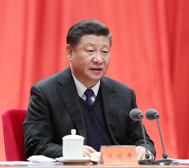 1月11日，中共中央總書記、國家主席、中央軍委主席習(xí)近平在中國共產(chǎn)黨第十九屆中央紀(jì)律檢查委員會(huì)第二次全體會(huì)議上發(fā)表重要講話。新華社記者 謝環(huán)馳 攝