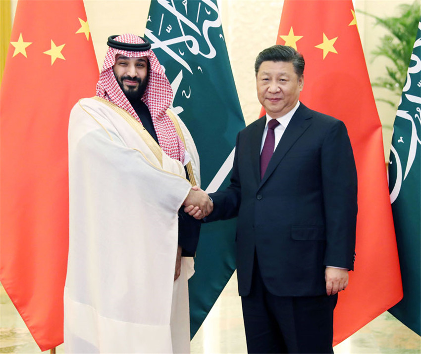 2月22日，國家主席習(xí)近平在北京人民大會(huì)堂會(huì)見沙特阿拉伯王國王儲(chǔ)穆罕默德。新華社記者 劉衛(wèi)兵 攝