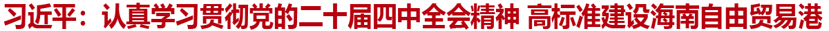 習(xí)近平：認(rèn)真學(xué)習(xí)貫徹黨的二十屆四中全會(huì)精神 高標(biāo)準(zhǔn)建設(shè)海南自由貿(mào)易港