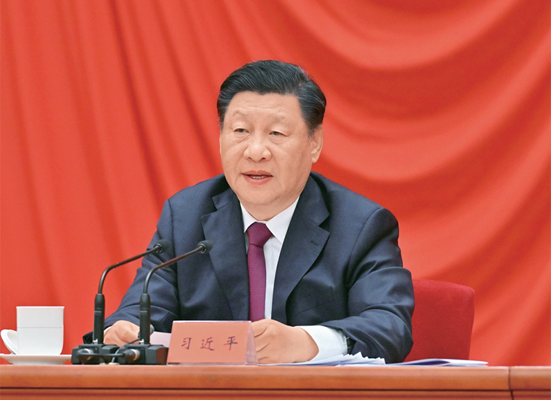 2022年5月10日，慶祝中國共產(chǎn)主義青年團(tuán)成立100周年大會(huì)在北京人民大會(huì)堂隆重舉行。中共中央總書記、國家主席、中央軍委主席習(xí)近平在大會(huì)上發(fā)表重要講話。 新華社記者 岳月偉/攝